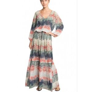 Lenny Niemeyer Floral Fidji Jersey Dress Green Coral Lionfish Print Maxi Large